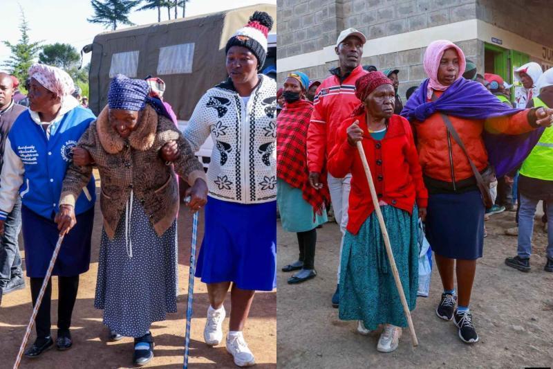 Collage photo of Elderly mothers turning up to participate in the Ol Kalou by-election.